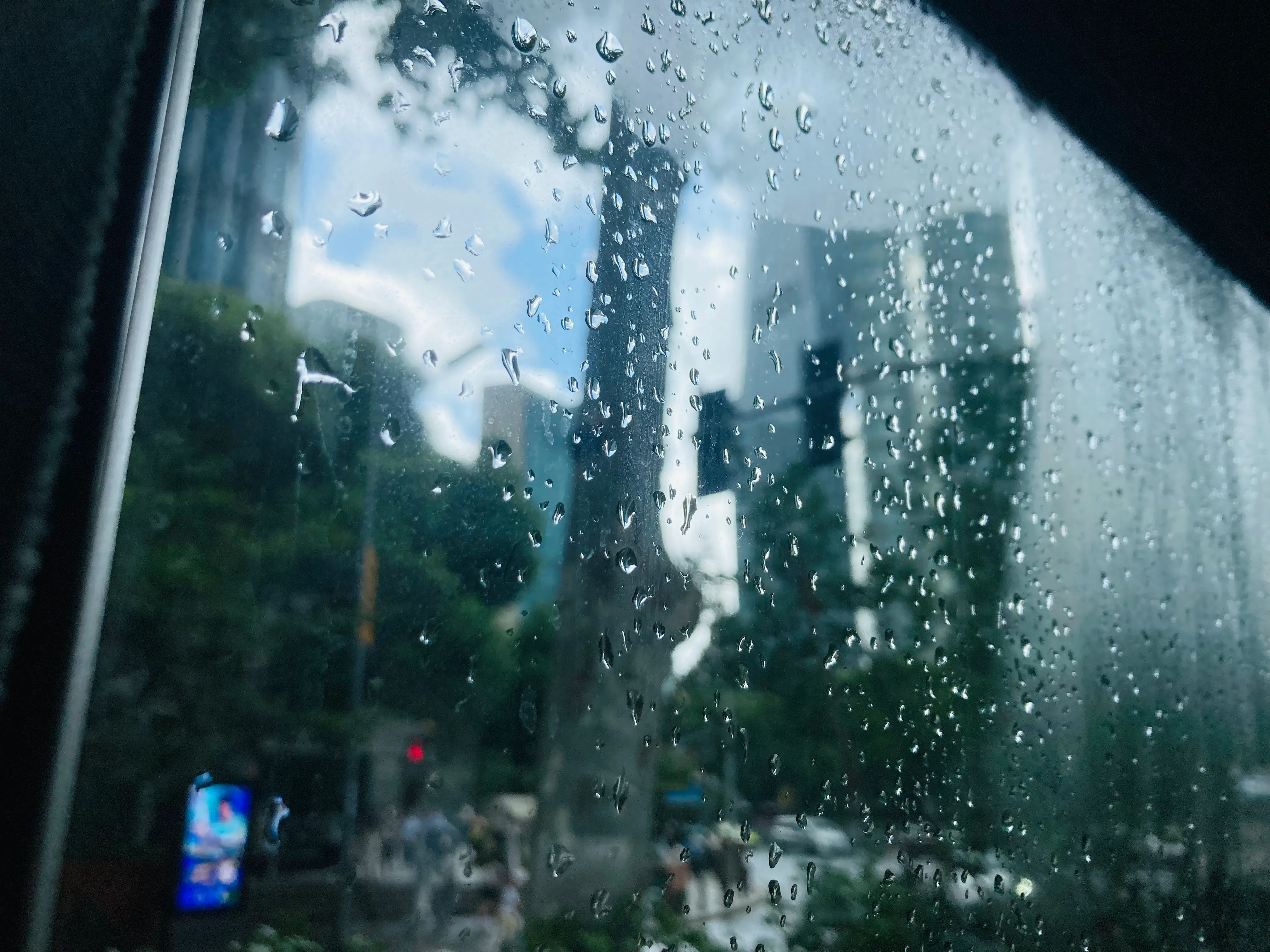 雨后的公交车窗